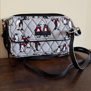 Vera Bradley Quilted Penguin Crossbody Bag - Black and Gray